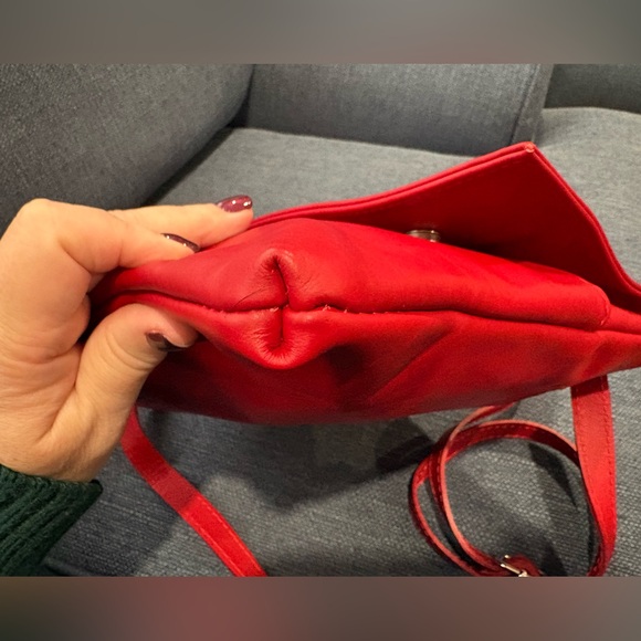 Red Leather Crossbody Bag | Made in Greece | Soft Genuine Leather | NWOT - Picture 7 of 13